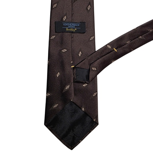 Mens Tie Lot 3pc Brown Blue Burgundy Paisley Geometric Silk Blend Neckties - Picture 4 of 5